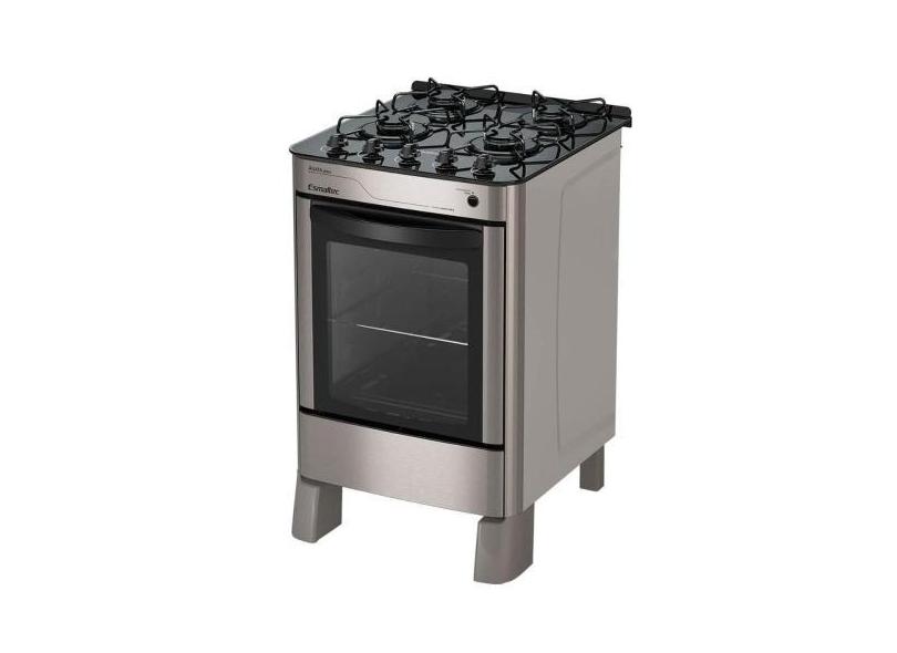 Fogão de Piso 4 Bocas Esmaltec Ágata Glass, Mesa de Vidro, Inox, Bivol