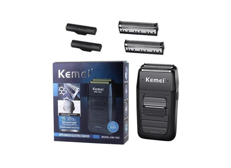 Kemei Km-1102 Barbeador Sem Fio Recarregável Para Homens Lâmina Gêmea