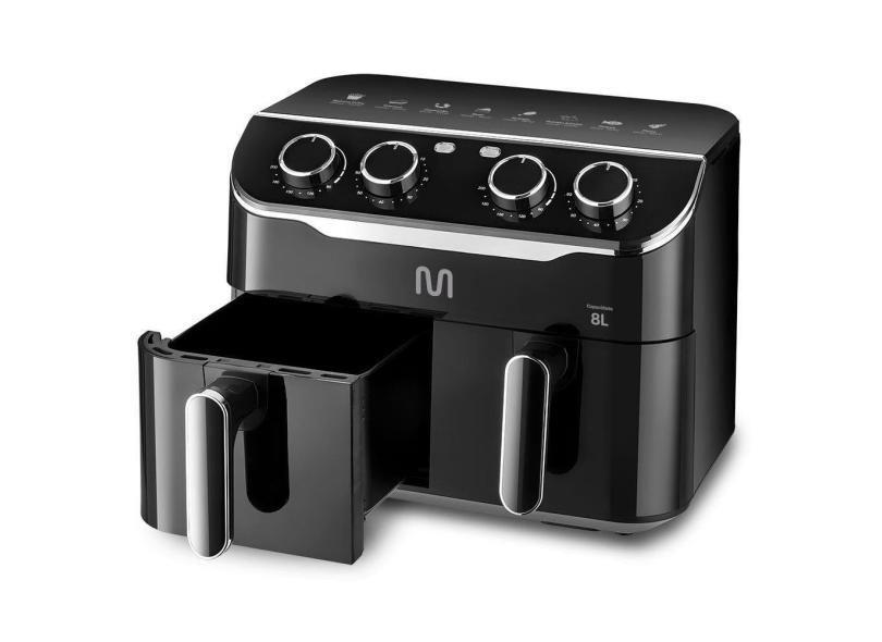 Fritadeira Elétrica sem Óleo Air Fryer 8L Preta c/ 2 Gavetas 1800w 127v Multi - GO233