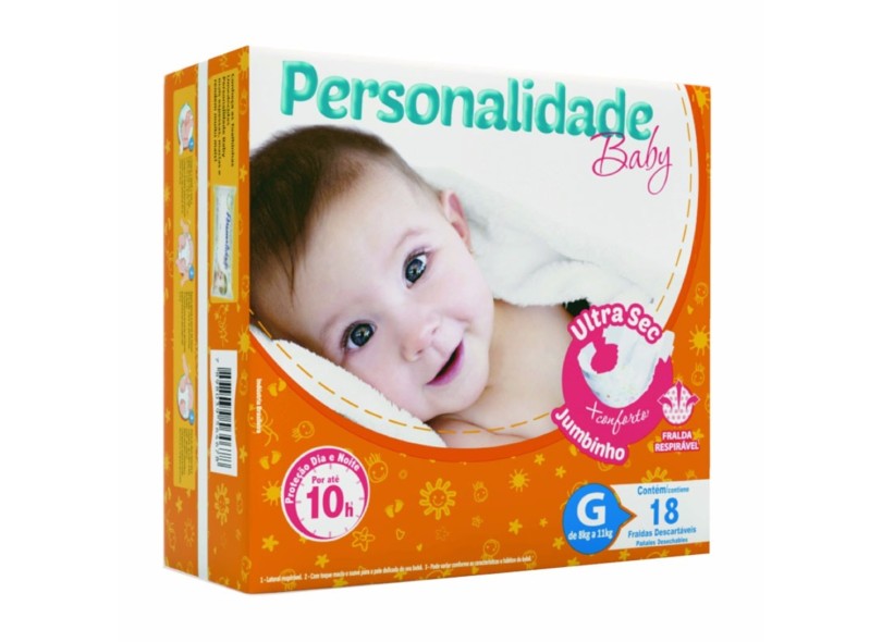 Fralda Personalidade Baby Ultra Sec G Jumbinho 18 Und 9 - 12kg