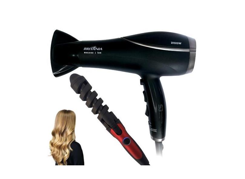 Secador de cabelo 2100w e difusor de cachos e cacheador bivolt e  - Br