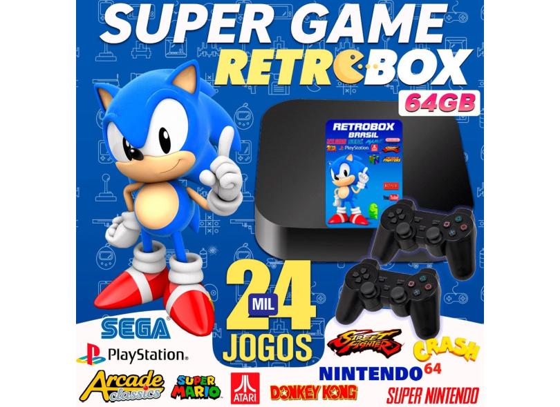 super game retro box 20 mil jogos 64GB com 02 controles de PS2