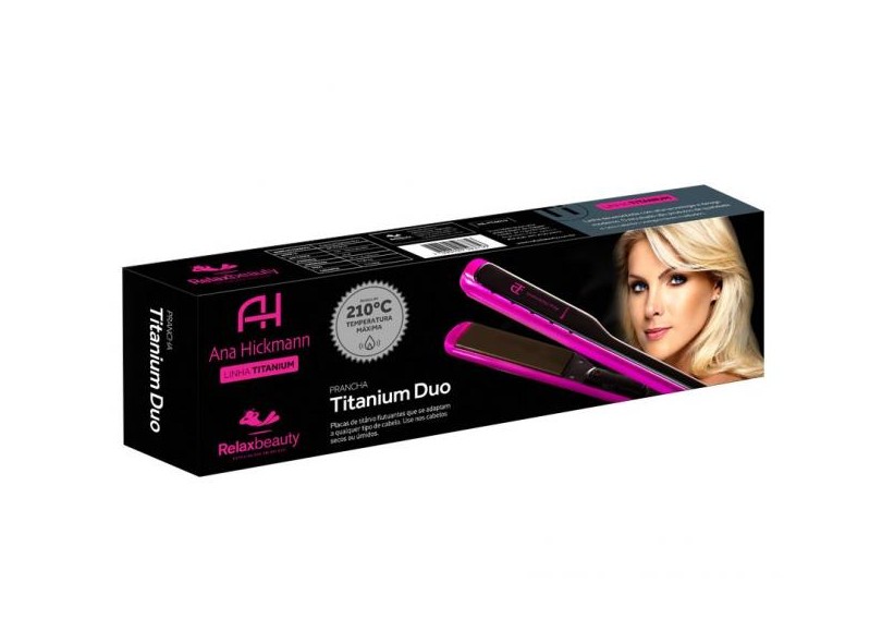 Chapinha/Prancha de Cabelo Relax Beauty Titânio 210.0 °C - Ana Hickmann Titanium Duo
