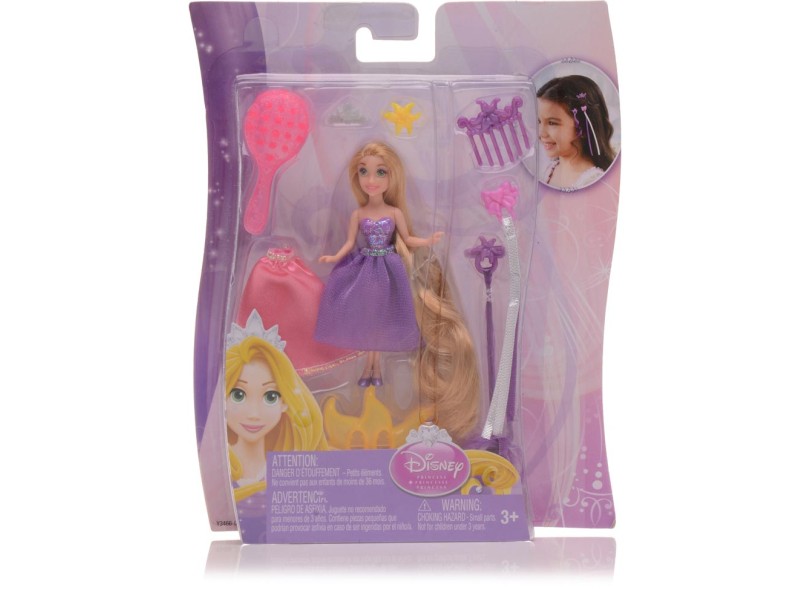 Boneca Princesas Disney Mini Princesas com Acessórios de Cabelo Rapunzel Mattel