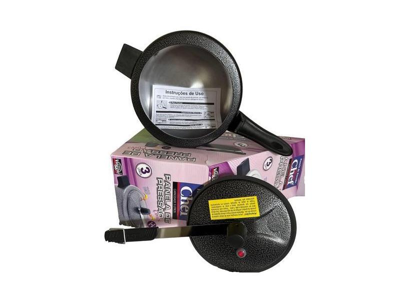 Panela De Pressão 3 Litros Craquelada Preta - Vieggio