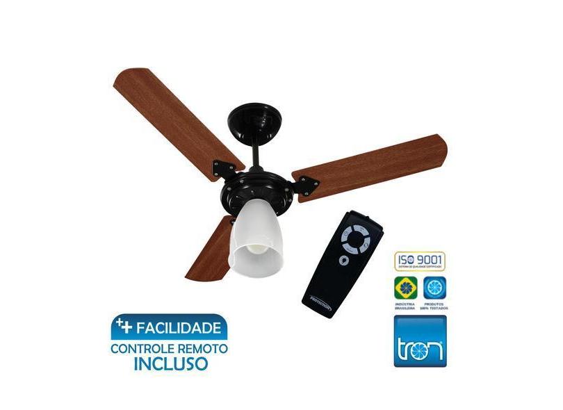 Ventilador De Teto Tron Marbela 130W Preto C/ Controle Remoto Preto