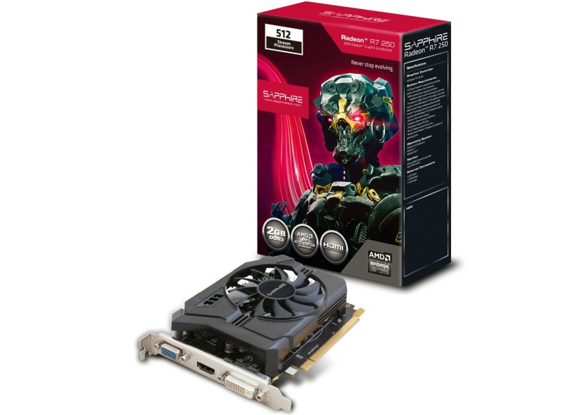 Placa de Video ATI Radeon R7 250 2 GB DDR3 128 Bits Sapphire 11215-21-20G