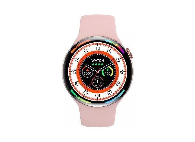 Relogio Smartwatch Redondo Feminino Rosa Serie 9 Para Samsung Android