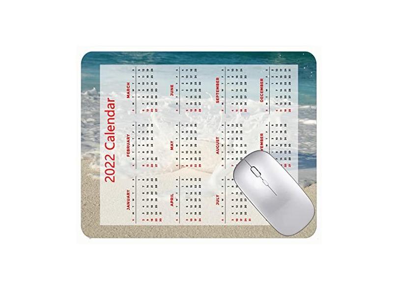 Mouse pad para jogos com calendário 2022, mouse pad para praia, mar, pedra de espuma, escritório, mouse pad