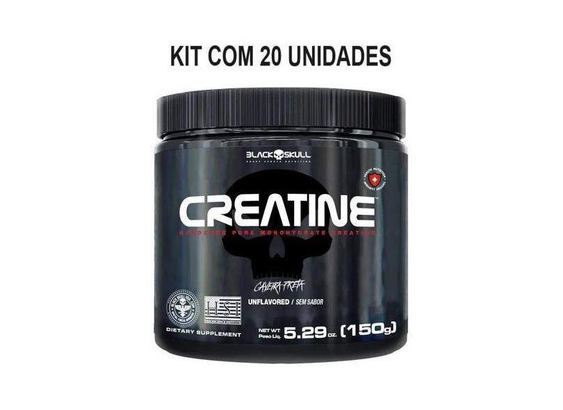 Kit Black Skull Creatine Sem Sabor Com 20 Potes De 150g Cada