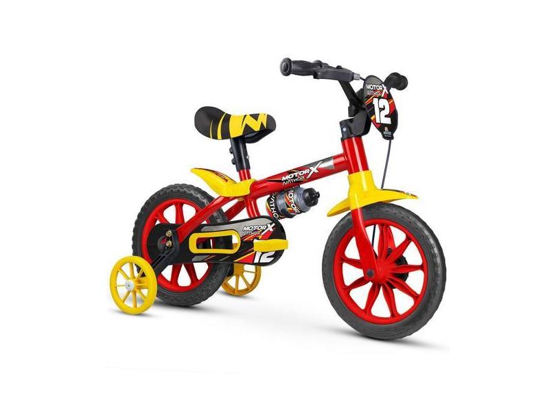 Bicicleta Bicicletinha Infantil Aro 12 Motor X PU com Rodinhas - Natho
