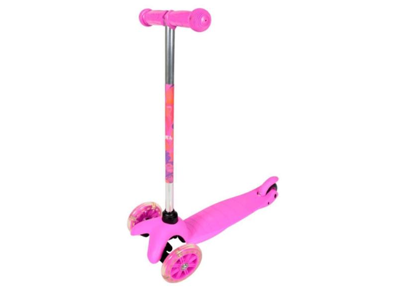 Patinete Infantil Rosa Com Rodas Luz De Led Twist 3 Rodas