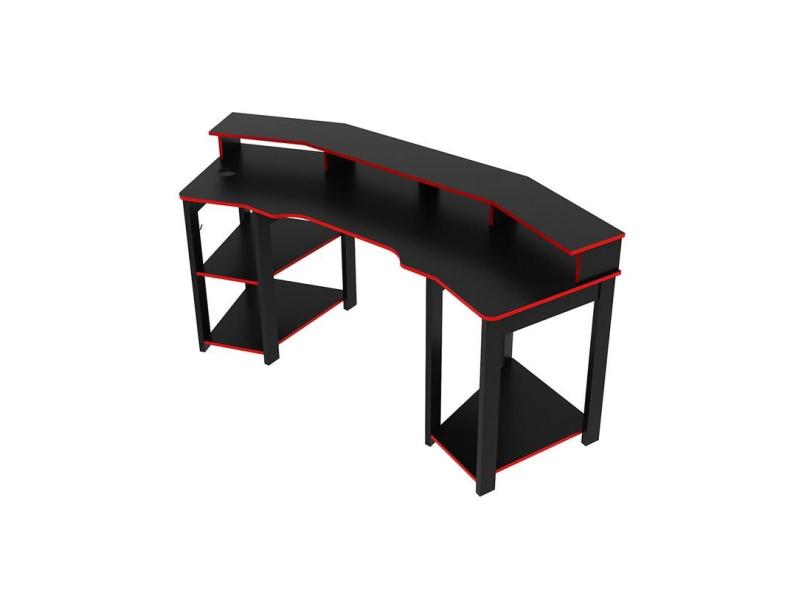 Mesa Gamer Para 2 Monitores 186,6x89,5x70 cm Preto/Vermelho