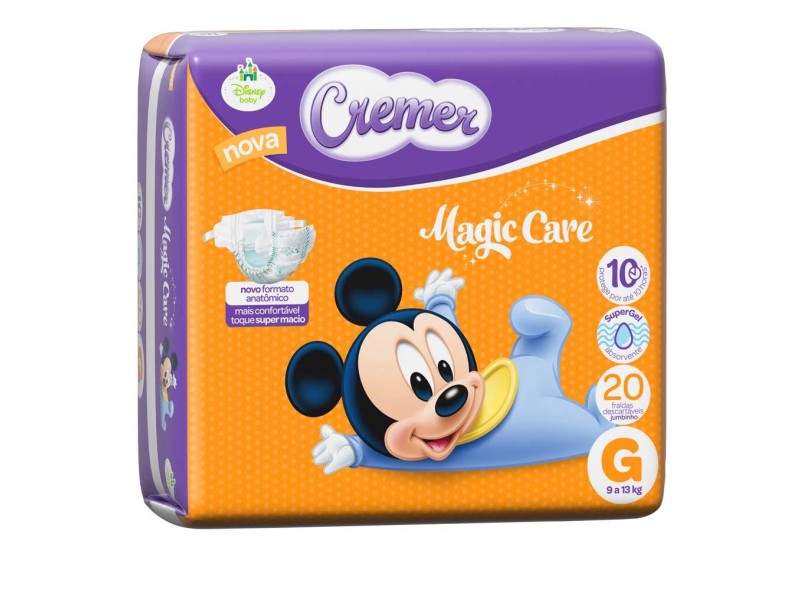 Fralda Cremer Disney Baby Magic Care G Jumbinho 20 Und 9 - 13kg