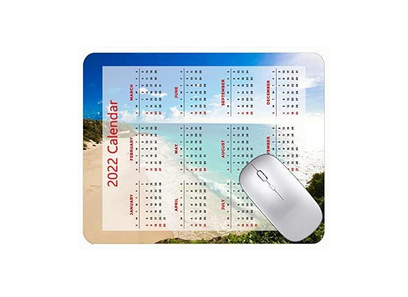 Mouse pad para jogos com calendário 2022, mouse pad para praia, azul, mar, sol, escritório, mouse pad