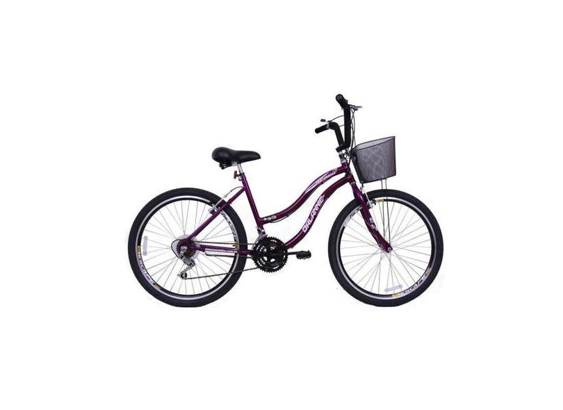 Bicicleta Passeio Feminina Aro 26 Com Cestinha 18 Marchas - Dalannio B