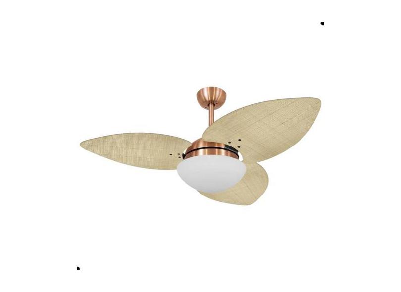 Ventilador De Teto Kovalski Cobre 3 Pás Palmae Natural 220V Com Contro