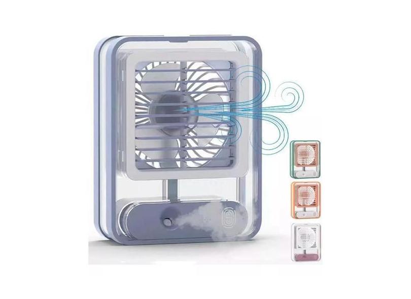Mini Ventilador E Umidificador C/ Iluminação Led Portátil - Á Pronta E