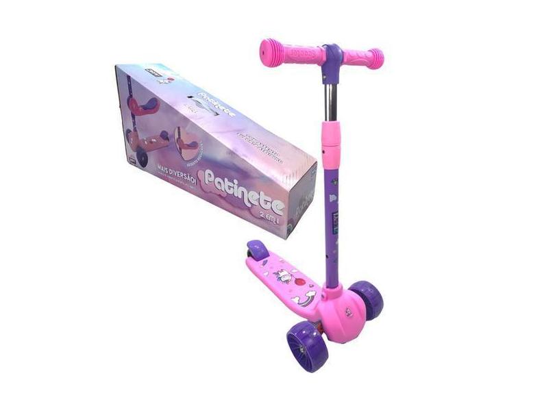 Patinete Infantil 3 Rodas Menina Led Criança Zippytoys 100Kg - Mimo Im