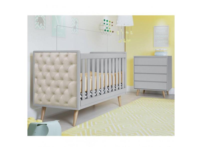 Móvel Quarto Bebê Americano Com Berço, Cômoda 4 Gavetas E Prateleira - Branco Peroba
