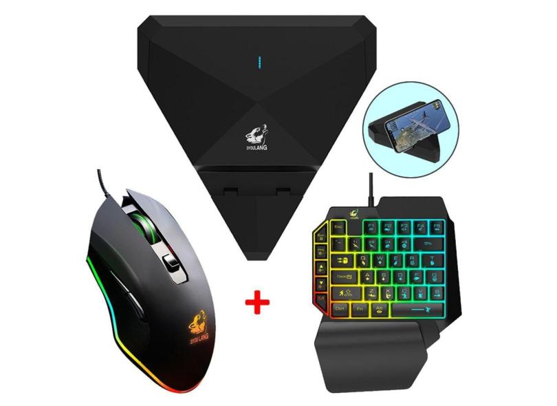Gamer Kit Teclado Para Um Conversor Mouse Mão Conjunto De 3 Blac