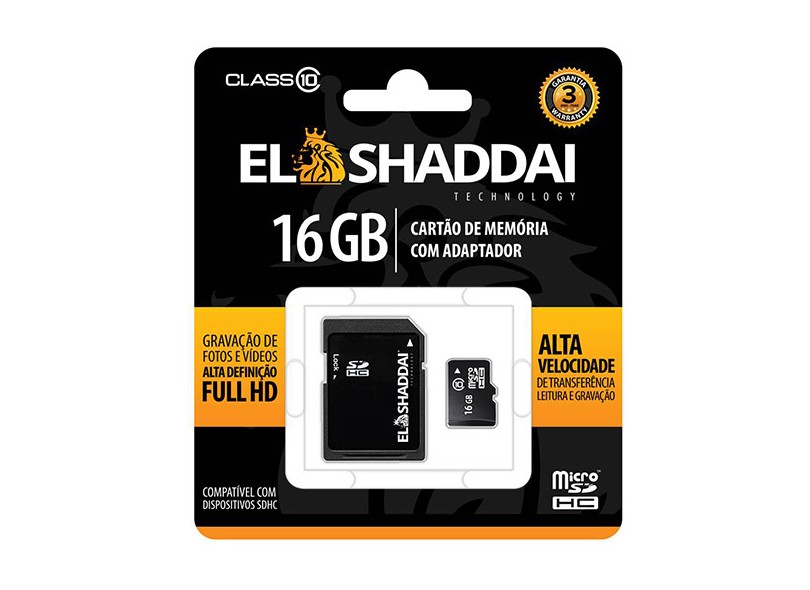 Cartão de Memória Micro SDHC com Adaptador El Shaddai 16 GB 61442