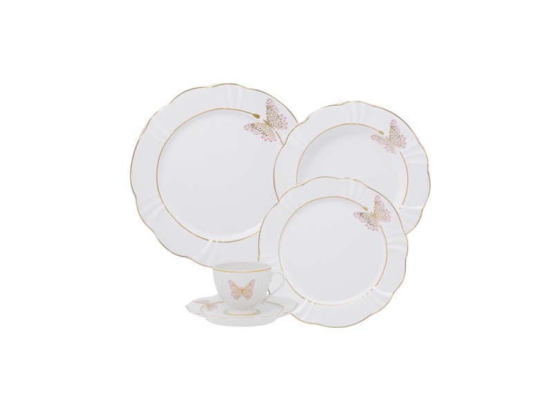 Aparelho de Jantar Redondo de Porcelana 30 peças - Soleil Encantada Oxford Porcelanas