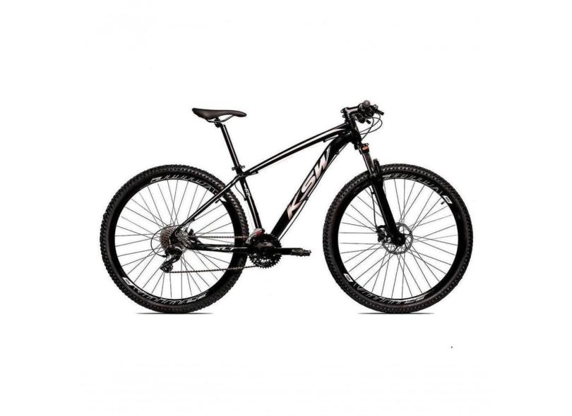 Bicicleta Aro 29 Ksw 21 Marchas Freio Hidráulico E Suspensão - Preto-prata - 17