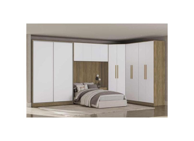 Guarda Roupa Closet Casal Adapt 5 Peças (2 Armários + 1 Ponte Aérea + 1 ...