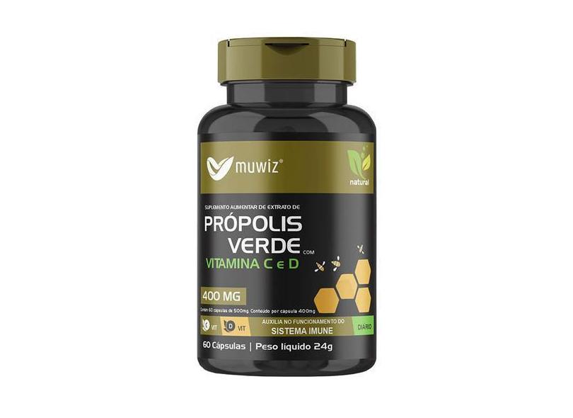 Própolis Verde Vit C &amp; D 400Mg 60 Cápsulas Muwiz com o Melhor Preço é ...