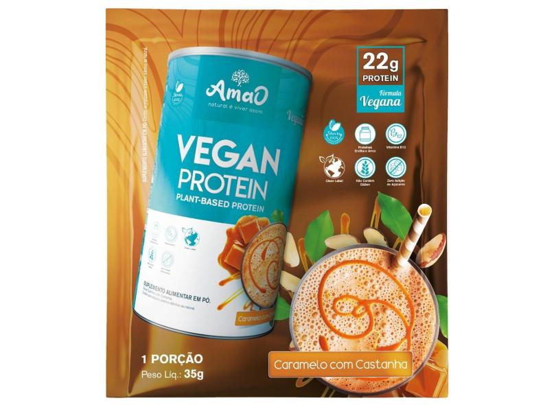 VEGAN PROTEIN SACHê 35G AMAO NUTRITION SABOR: CARAMELO 