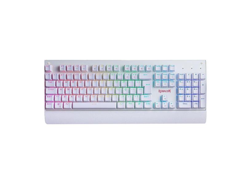 Teclado Mecânico Gamer Redragon Kala Branco Rgb Switch Red