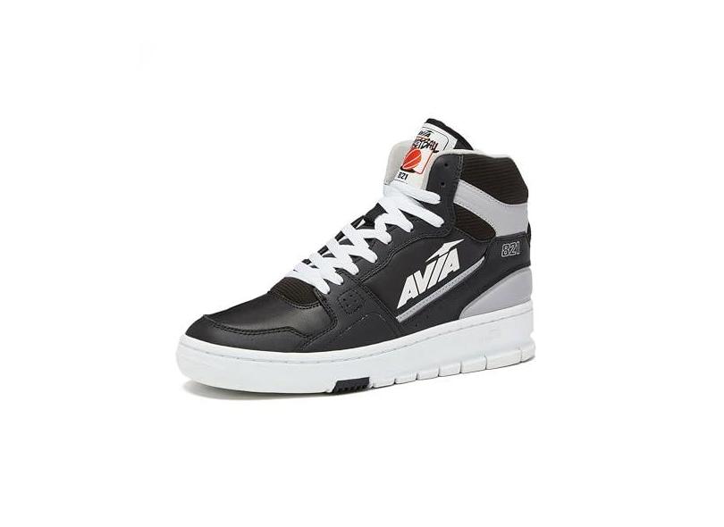 Avia 821 High Top Sneakers for Men, Indoor or Outdoor Mens Basketball Shoes - Black/White Trim, 10.5 Medium