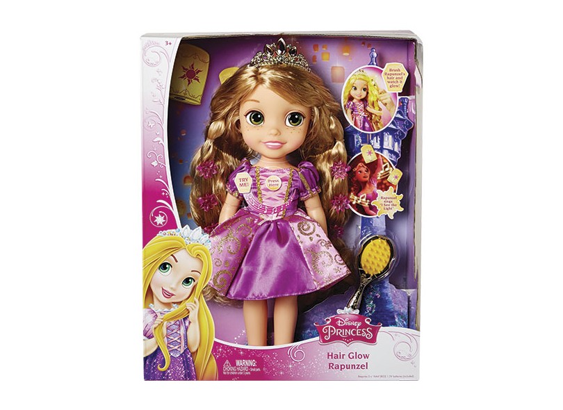 Boneca Princesas Disney Rapunzel Cabelos Brilhantes Sunny