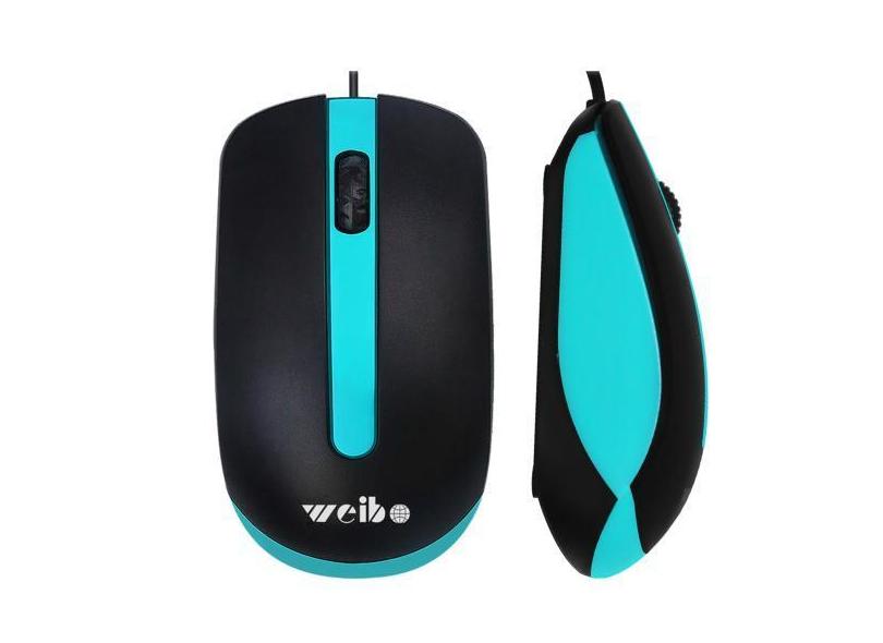 Mouse Weibo Óptico com 3 Botões com fio 1600dpi /2.4GHz USB 3.0 Verde 
