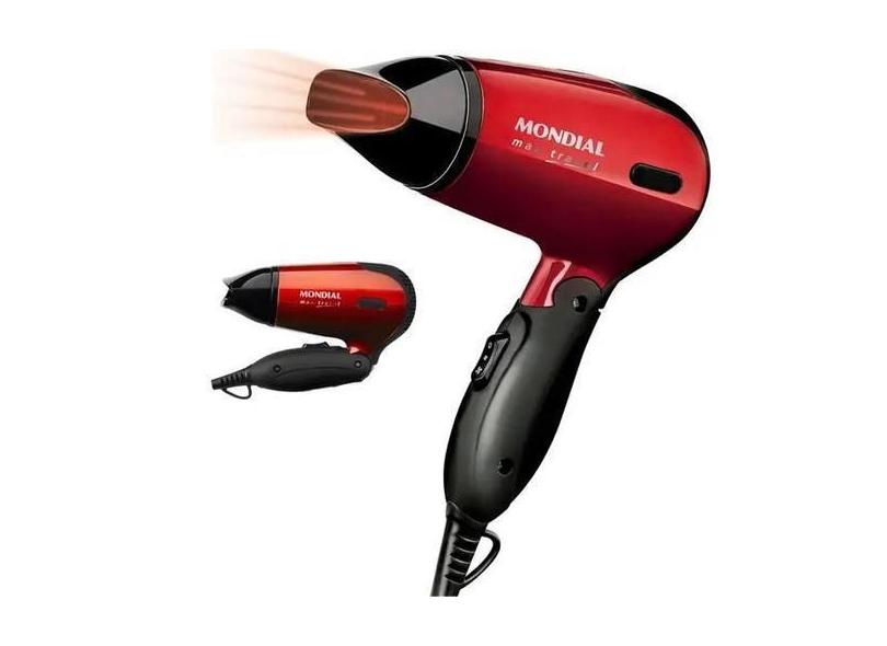 Secador De Cabelo Mondial Portátil Dobravel Bivolt 1200w, Bivolt