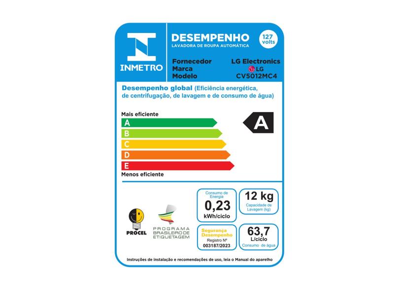 Lava e Seca LG 12kg VC4 CV5012MC4 cor Titânio