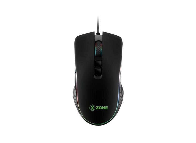 Mouse Gamer X-Zone Gmf-01 Rgb, 7 Botões, 4800dpi Preto