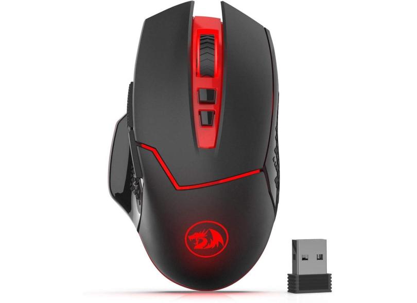 Mouse gamer sem fio, 8 botões, 2000mlaterais e mudança de dpi - Preto