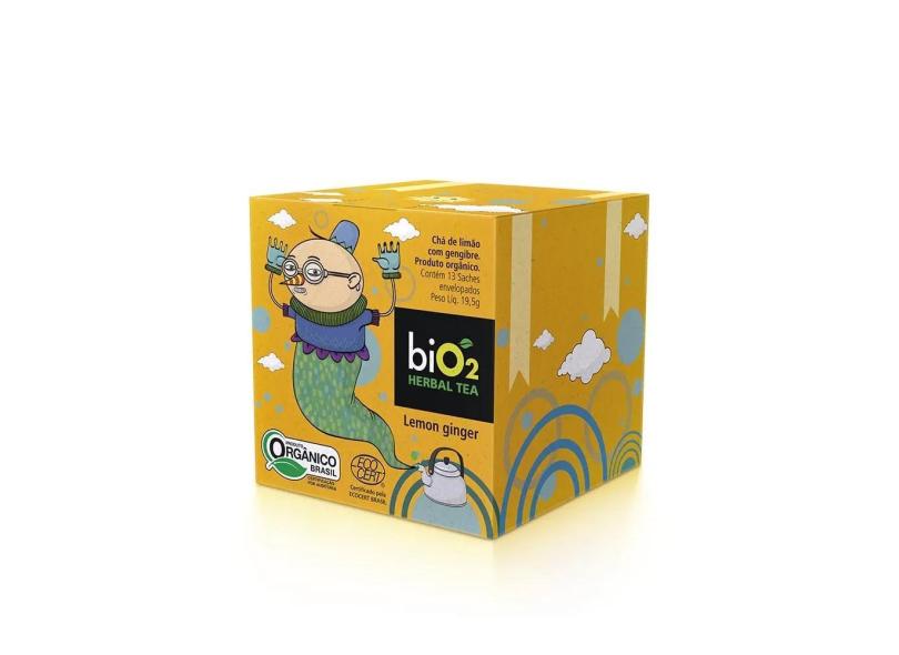 Chá Lemon Ginger Orgânico biO2 Herbal Tea Caixa 13 Sachês