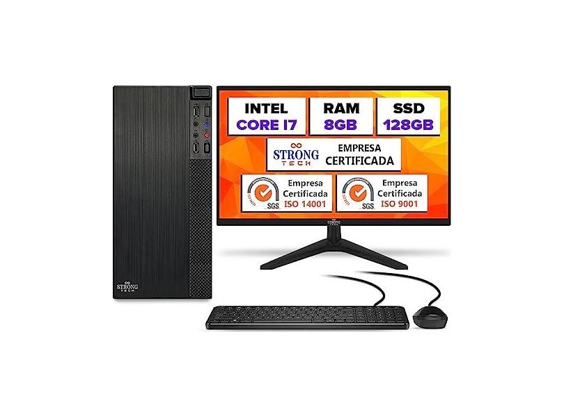 Computador Completo Pc Cpu Intel Core i7 8GB SSD 128GB Monitor 17 Hdmi Strong Tech