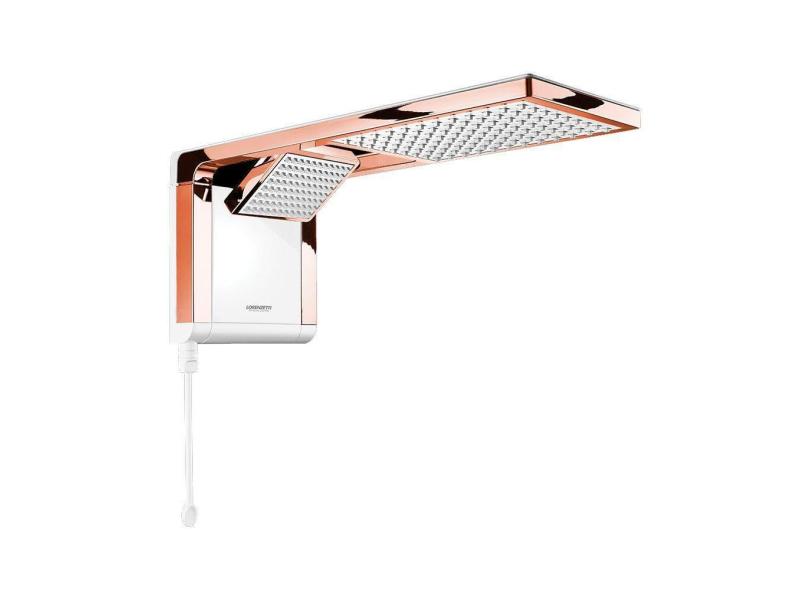 Chuveiro Elétrico Lorenzetti Acqua Duo Eletrônico Branco Rose Gold 127V 5500W Para Clima Frio