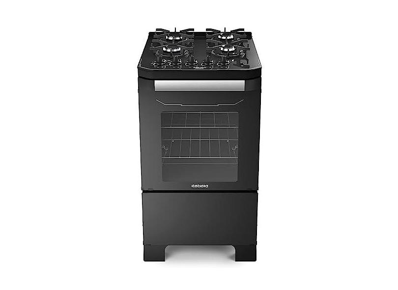 Fogão 4 Bocas a Gás Itatiaia Itamaster com Mesa de Vidro e Acendimento Automático Preto Bivolt