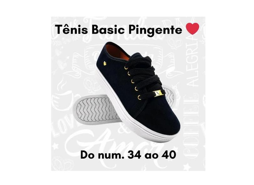 Tenis Feminino Casual Confortavel Com Enfeite Pingente Coração - Sem M
