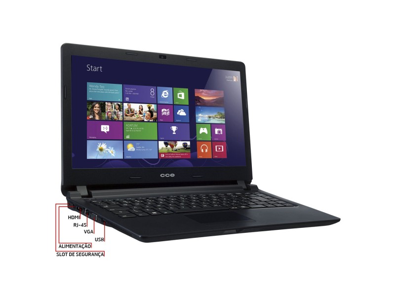 Notebook CCE Intel Core i3 3217U 3ª Geração 2 GB de RAM HD 500 GB LED 14" Windows 8 X325
