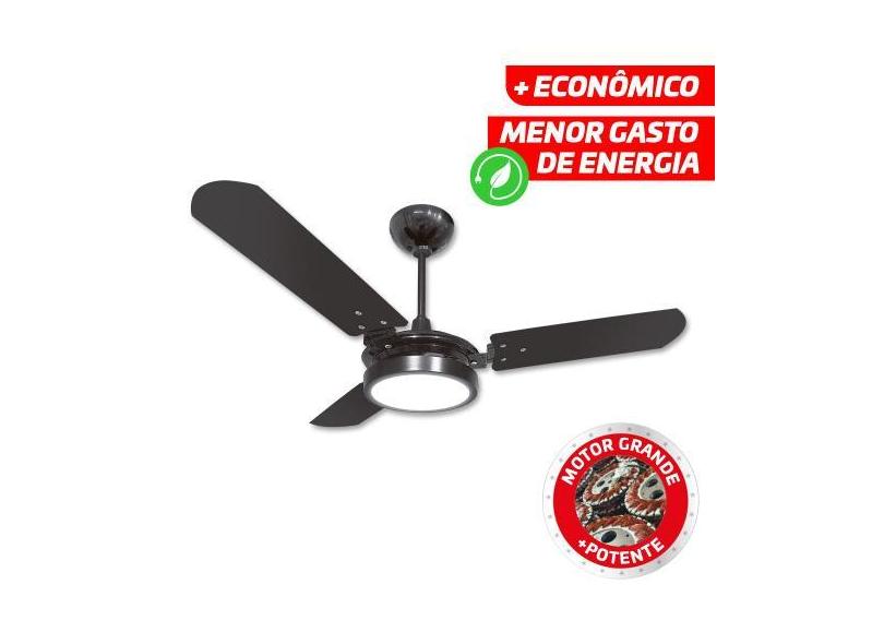 Ventilador De Teto Valen Led Preto Com Painel Led 6500K 18W 3 Pás Moto