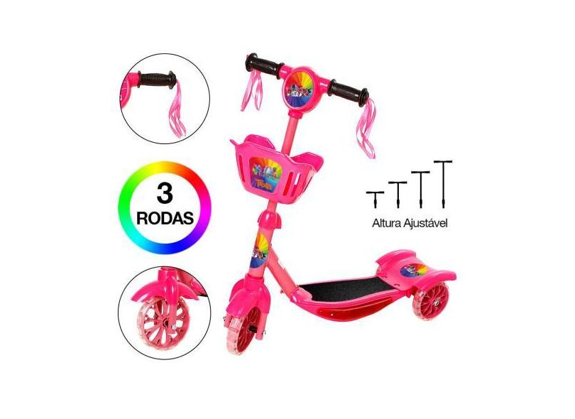 Brinquedo Infantil Patinete Scooter 3 Rodas Com Cesta Luz E