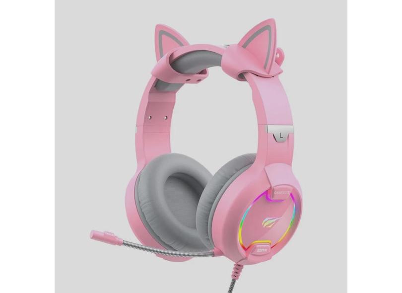 Headset Gamer Havit Gamenote H2233d rgb Orelhas Rosa