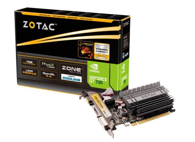 Placa de Video NVIDIA GeForce T 730 1 GB DDR3 64 Bits Zotac ZT-71114-20L