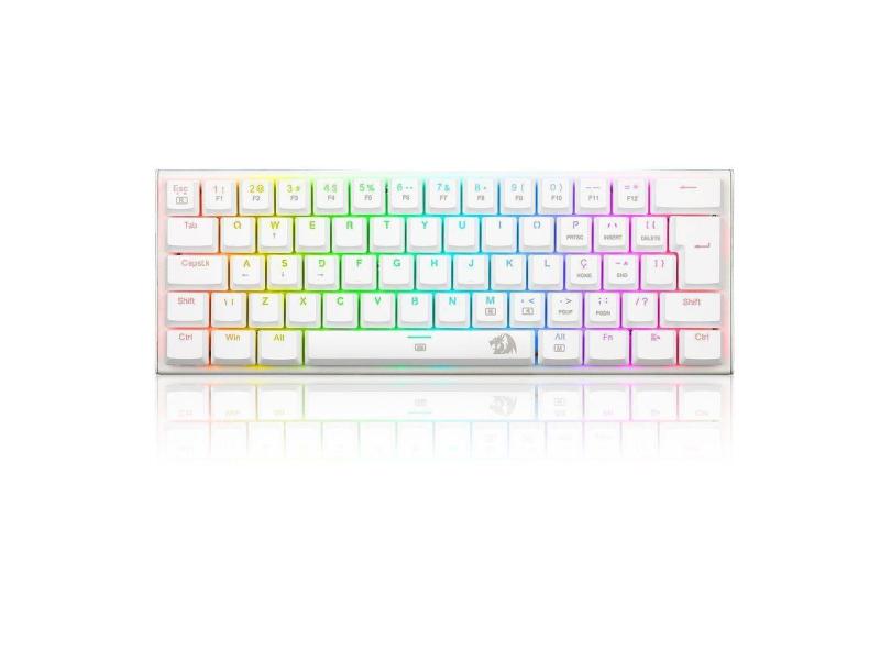 Teclado Mecânico Gamer Redragon Anivia, RGB, Switch Azul, ABNT2, Branco